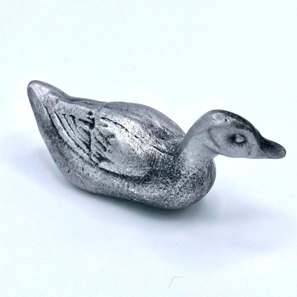 Vintage Miniature Pewter Duck Figurine Hand Cast Farmhouse Cottagecore Decor - Picture 1 of 6